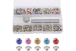 HAPIVIDA 250 Remaches de Diamantes de ImitacióN, 5 Colores, Remaches de DecoracióN de Cuero para Bricolaje, Remaches de Cristal, Remaches de Punta de Diamante, Accesorios para DecoracióN de Ropa, Artes y Manua