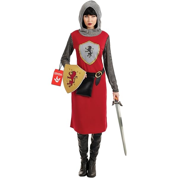 Disfraz De Caballero Templario Para Mujer – Túnica Medieval Con Cruz Roja Y Cinturón, Talla XL Para Carnaval Y Fiestas