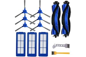 CHUANCHENG Accessories Kit Replacement Part For Eufy RoboVac 11s Max, 15C Max, 30C Max, G10, G20, G30 Edge/Hybrid/Verge For Hiraliy Vacuum Cleaner, 2 Main Roller Brush 6 Side Brush 3 Filter