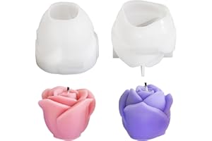Bekecidi 2 moldes de silicona para velas de flores de rosa, moldes de velas de flores para hacer velas, moldes de resina epoxi, moldes de silicona para hacer velas 3D, cera de jabón, manualidades,