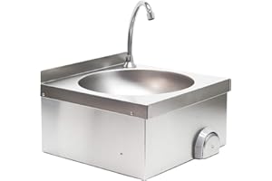 XPOtool Lavello professionale acciaio inox vaschetta rotonda comando a ginocchio montaggio a parete