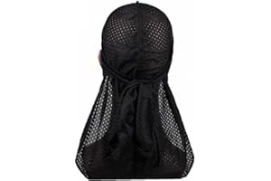 HAOWUL Summer Men Mesh Durag Breathable Hair Loss Chemo Cap Hip-hop Long Tail Bandanas for Women Men Daily Decoration