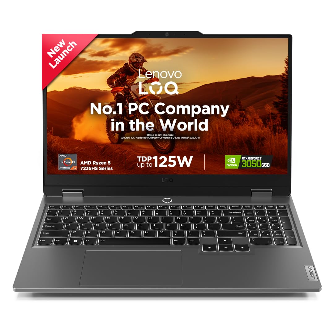Lenovo LOQ 2024 AMD Ryzen 5 7235HS | NVIDIA RTX 3050 6GB (24GB RAM/512GB SSD/15.6" (39.6cm)/Windows 11/Office Home 2024/100% sRGB/3 Mon. Game Pass/Grey/2.4Kg), 83JC00EFIN Gaming Laptop