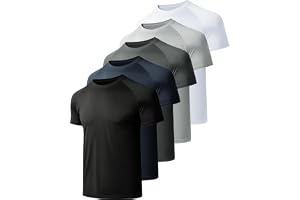 miijoory 3, 5 eller 7-pack sport t-shirts män, funktionell skjorta, sportskjorta, snabbtorkande ventilerande fitnessskjorta