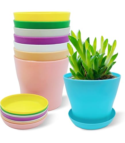 Vasi in plastica per piante, 8 pezzi colorati da 16 cm, fioriera