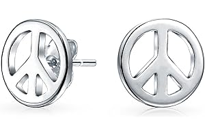 Bling Jewelry Set Di Gioielli Orecchini Filigrana Piccoli E Sottili Con Ciondolo A Forma Di Segno Di Pace Mondiale Per Ragazze Adolescenti E Donne Placcato In Oro Giallo .925 In Argento Sterling