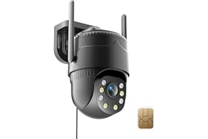 KKB Telecamera 4G LTE con SIM, Registrazione 24/7, 2K Videocamera Sorveglianza Esterno con Rilevamento Intelligente, Senza WiFi, PTZ 360° Camera Visione Notturna a Colori, Audio Bidirezionale
