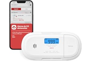 X-Sense Détecteur de Monoxyde de Carbone Connecté, Notifications Push en Temps Réel Via l'Application X-Sense Home Security, Pile Remplaçable et Conception Autonome, XC04-WX