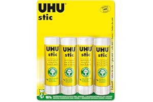UHU Stic - Bâton de colle sans solvants, blanche, lot 4 stics de 40g