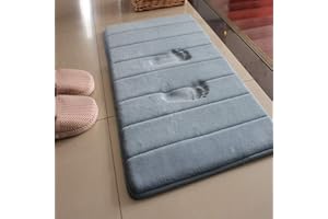 VSUSN Tapis de Salle de Bains Tapis de Bain antidérapant en Mousse à mémoire de Forme pour Salle de Bain, Microfibre (Gris, 60 x 90 cm)