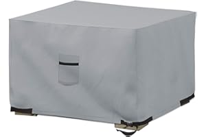 Covers & All Square Ottoman Cover, Highly Durable 18 Oz, Waterproof & UV-Resistant with Drawstring (36" W x 36" L x 12" H Inches, Gray)