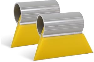 Winjun 2 Stück 10CM Länge Gelb Gummi Auto Fensterfolien Rakel Wasserabzieher Fensterabzieher Wasserabstreifer mit Runde rutschfest Griff