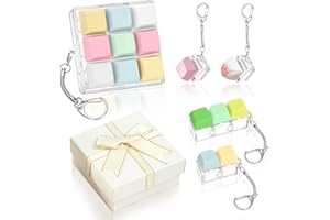 DOLLGIFT 5 Pcs Keyboard Fidget Toy for Adults Kids, Funny Stress Relief Clicker Fidget Keychain with Gift Box, Portable Finger Decompression Keyring for Office School