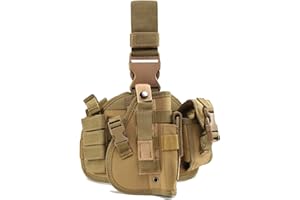 ZONSUSE Taktyczna kabura udowa, kabura udowa z ładownicą na magazynek, zewnętrzna kabura wojskowa na pistolet, regulowana kabura na broń do strzelania myśliwskiego, gier wojskowych, treningu lub cosplayu