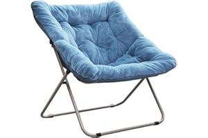 ‎TIITA Tiita Comfy Saucer Chair, Soft Faux Fur Oversized Folding Accent Chair, Lounge Lazy Metal Frame Moon Soft for Kids Teens Adults, Bedroom, Living Room, Dorm Rooms