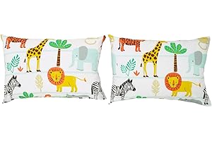 Bloomsbury Mill - Juego de Cama para niño - Juego de 2 Fundas de Almohada adicionales 50cm x 75cm - Aventura en el Safari - Animales de la Selva