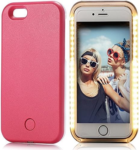 "Mals" LED Light Up Luminous Selfie Cell Phone Case Illuminated Back Cover for Iphone 5S/5G (Hot Pink)