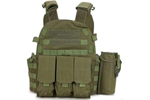 Viktion - Gilet Tactique Armée Airsoft Fournitures Police Militaires pour Camping randonnée armée Jungle Adventure Alpinisme (Militaire Vert)