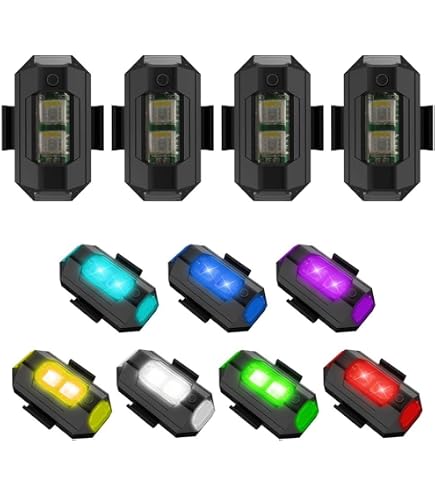 Lot 6 Lumières LED Sans Fil Voiture Moto - 8 Couleurs Stroboscope Télécommande