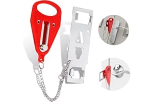 SAMTEK Portable Door Lock for Door Hotel AirBNB Home Apartment, Hotel Door Lock Travel Safety Devices Travel Door Lock for Hotel Rooms Lightweight Compact Extra Protection Easy Install No Tools Needed (Red)