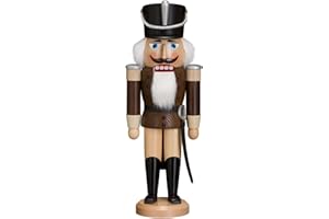 ‎SEIFFENER VOLKSKUNST Seiffener Volkskunst | Nussknacker aus dem Erzgebirge | Husar mit Säbel 37 cm | Nussknacker Deko Figur | Original Erzgebirgische Volkskunst | 11212/6 | braun lasiert