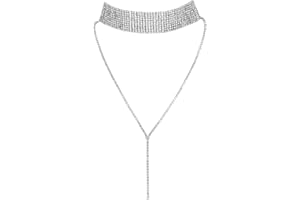 JewelryWe Choker Gargantilla Brillante para Mujer Joven, Choker Collar de Diamantes Imitacion Gargantilla de Metal Retro Vintage para El Verano