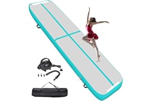 KIKILIVE 10/20CM Hoch Gymnastikmatte Tumbling Matte, 2/3/4/5/6M Aufblasbar Gymnastik Track Matte Air Turnmatte mit Luftpumpe Aufblasbare Sportmatte für Fitness/Outdoor/Yoga/Training usw