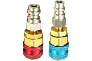 DONKIVVY 2 Pcs R134A Adapter Fittings, Car Air Condition Low/High R134 Quick Coupler Extension Adapters Fit for A/C Manifold Gauge