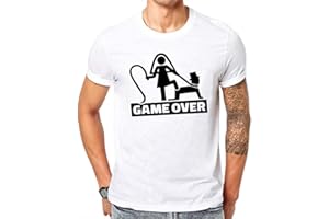 FUNNY CUP Camiseta Despedidas de Solteros y Solteras. Game Over. Diferentes Modelos, Colores y Tallaje. Despedidas locas.