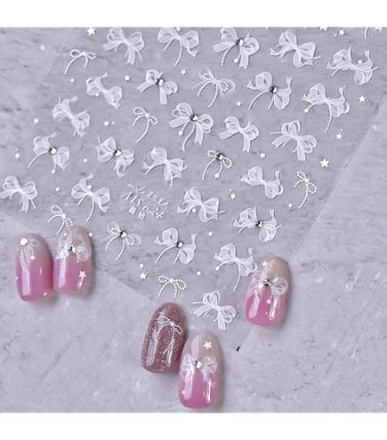 GlamRays 3D Schleifen Nagel-Sticker – Selbstklebend In Schwarz, Weiß, Pink, Gold & Silber Für Kreative Nagelkunst