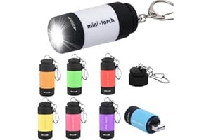 Infreecs 8 sztuk mini latarek LED, latarka dla dzieci, latarka do ponownego ładowania przez USB, mała latarka z pękiem kluczy, wodoszczelna, przenośna, do użytku na zewnątrz, na kemping
