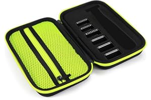 RUAVOEY Woollo Étui de Voyage Rigide Portable Compatible avec OneBlade Face + Body QP2734 QP2724 QP2824 QP230 QP220 QP437 QP2630 QP2620 QP2530 QP2520,Fermeture éclair Verte à l'intérieur