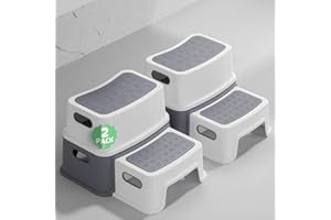 ‎DEANIC DEANIC Tritthocker Kinder, Kinderhocker Hocker Bad 2 Stufen, Klohocker WC Toilette ab 1 Jahr, Anti-Kipp und Anti-Rutsch Badhocke Badezimmer Baby Toiletten (2er-Pack, Grau)