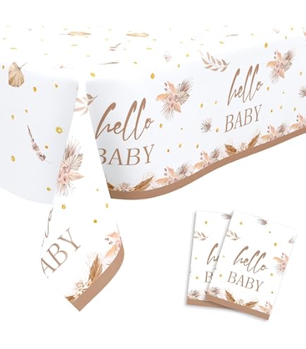 41-teiliges Boho Babyparty-Dekoset: Teller, Servietten & Tischdecke Mit Blumenmuster, Für Mädchen & Jungen