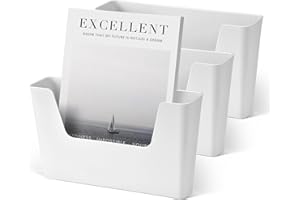 YOHOM Office Adhesive Mount Document Holder Racks Small Storage Holder for Wall Door Hanging Mails Bills Organizer Plastic (White, 3 pcs)