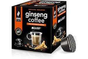 King Cup - 1 Confezione da 10 Capsule di Ginseng con Zucchero di Canna, 10 Capsule 100% Compatibili con Sistema Nescafè Dolce Gusto di Bevanda al Gusto di Ginseng, Senza Glutine e Senza Lattosio