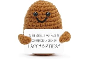 Sprinlot Pomme de Terre Positive, Peluche en français Pomme de Terre, Brun Poupées Pomme Terre avec Carte Positive, Motivantes Tricotée Cadeaux pour Anniversaire Homme Femme Enfant Couple Collegue-25