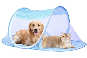 JINGHANGER Tente D'extérieur pour Animaux de Compagnie Tente en Maille pour Chat Pliable Respirante pour Chats et Petits Animaux 108x60x40cm