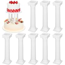 Lot De 8 Colonnes Romaines En Plastique Blanc Pour Gâteaux étagés - Supports Pour Mariage, Anniversaire, Saint-Valentin