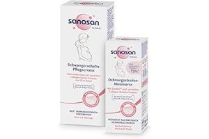 ‎SANOSAN sanosan Schwangerschaftscreme & Dehnungsstreifen Minimierer - Set beugt und behandelt Dehnungsstreifen & Schwangerschaftsstreifen vor - Schwangerschafts & Dehnungsstreifen Creme klinisch getestet