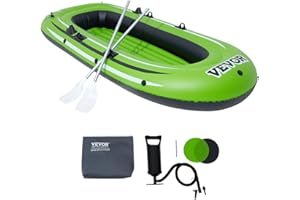 VEVOR Bateau Gonflable,Bateau de Pêche Pneumatique pour 2-5 Personnes,Kayak en PVC Solide,avec Rames en Aluminium de 116 cm,Pompe à Haut Rendement,Capacité de Charge 226,8-499 kg pour Adultes Enfants
