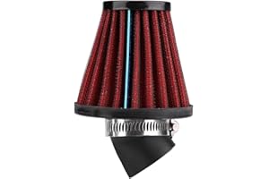 KEENSO Filtro aria moto, curva universale 45 gradi Kit pulizia filtro aria moto Pulitore filtro aspirazione aria(35mm-Rosso)