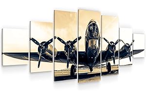 Startonight Grand Format Art Encadré Avion B-17G, Impression De Photos Sur Toile XXL Imprimée Tableau Motif Moderne Déco d'Art 7 pieces Tendu Sur Chassis 100 x 240 cm