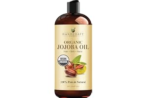 Handcraft Blends USDA ekologisk jojobaolja, 473 ml, 100 % ren och naturlig, förstklassig bärarolja, hår-, ansikts- och kroppsolja, djupt fuktgivande, antiåldrande, kallpressad och hexanfri
