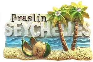 WEDAREGO Calamita da frigorifero 3D delle Seychelles Praslin Turistico Viaggi Souvenirs Frigo Calamita per Casa e Cucina Decorazione Collezione