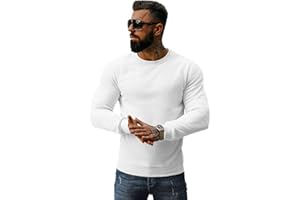OZONEE Herren Sweatshirt Pullover Langarm Farbvarianten Langarmshirt Pulli ohne Kapuze Baumwolle Baumwollemischung Classic Basic Rundhals-Ausschnitt Sport J. Style 2001-10