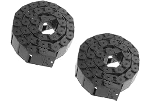 BEVDICNC Kabelschleppkette 2-teilig R38 18mm x 37mm 1 m Länge Halboffen Dose Geöffnet Schwarzer Kunststoff-Kabeldraht-Zugkette mit Stecker für CNC