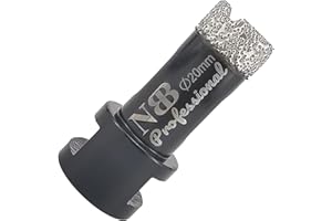 NBB Scie cloche diamant brasé sous vide avec M14, pour le forage à sec ou humide de manière professionnelle sur porcelaine dure, céramique, carrelage, granit, pour meuleuse d'angle (Dia.20mm)
