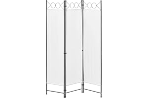 [en.casa] Paravento/Separè Decorativo per Interni/Balcone, 171 x 120 cm (AxL) Divisorio a 3 Pannelli per Camera da Letto/Studio Medico - Struttura Pieghevole - Bianco