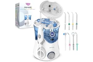 BOSTON TECH Irrigador dental Aquapik PRO sobremesa | 10 niveles de presión, Rotación 360º, 600 mL, 8 boquillas, manguera 100 cm, impermeable IPX7 | Elimina la placa, protege las encías y cuida tu ortodoncia